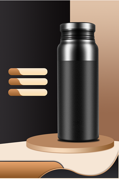 保温杯大促中秋国庆黑色黄色通用主图背景