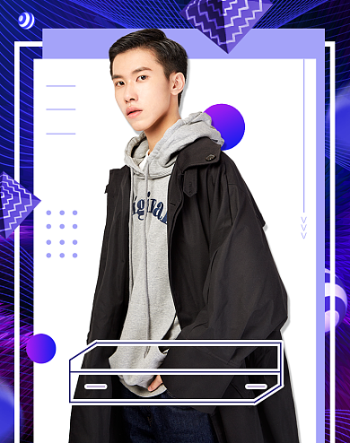 紫色秋冬上新男装外套促销海报背景