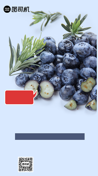 蓝莓水果营销手机海报背景