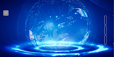 大气蓝色互联网线上科技邀请函展板背景