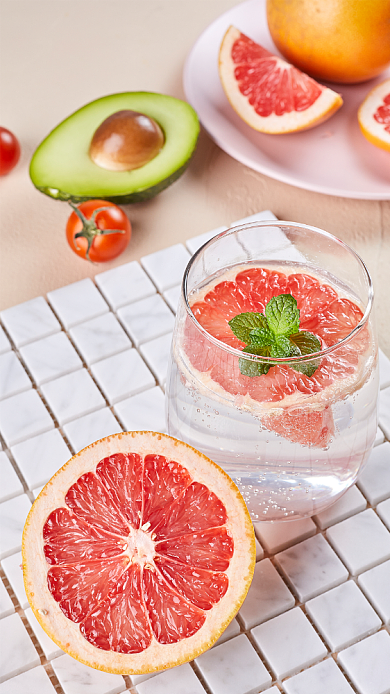 血橙水果饮料文艺小清新手机壁纸背景