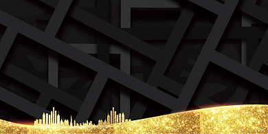 年会黑色鎏金建筑企业年度盛典展板背景