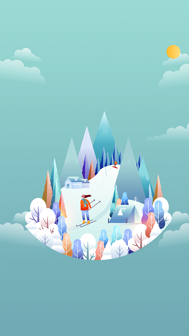 冬天你好绿色卡通文章配图背景