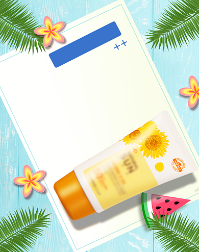 夏日遮瑕防晒霜化妆品节日海报背景