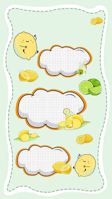 柠檬水清新手账风手机海报背景