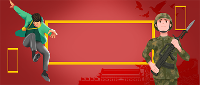 征兵入伍前后对比卡通手绘公众号首图背景