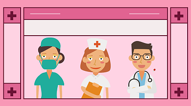 插画风格医生招募医生招聘手机海报背景