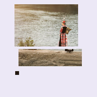 苗族姑娘文艺风景方形配图背景