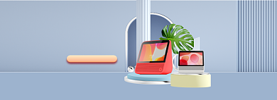 双12浅蓝色数码家电音响音箱清新风背景