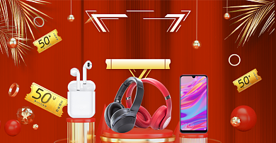 红色88会员节手机电脑耳机海报背景