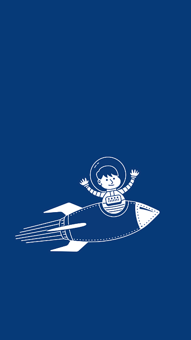 为了梦想火箭宇航员简约插画手机壁纸背景