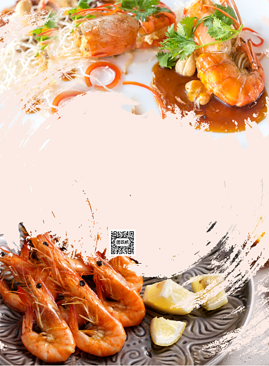 油焖大虾水墨涂鸦风印刷海报背景