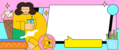 国庆节假期综合症插画卡通粉色公众号首图背景