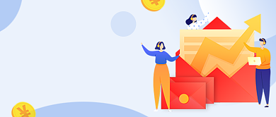 蓝色卡通金融理财公众号首图背景