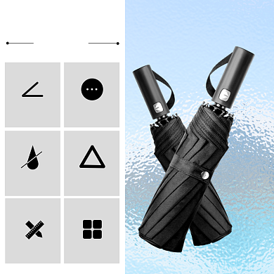 户外自动加厚折叠雨伞简约功能介绍主图背景