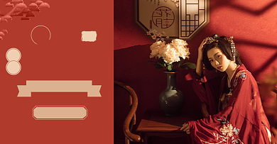 古装汉服女装服饰淘宝电商横版图背景