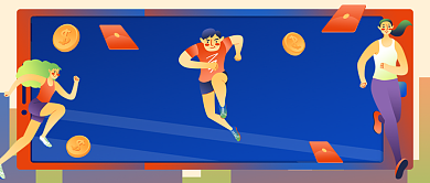 全民运动手绘卡通公众号首图背景