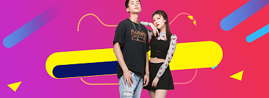 双11大促钜惠几何背景男装女装冬上新banner背景