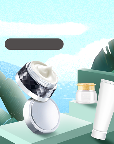 夏凉节浅色绿色手绘风化妆美容海报背景