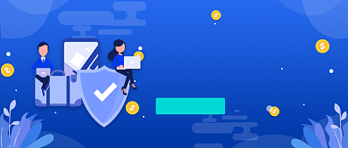 蓝色卡通手绘理财保障安全公众号首图背景