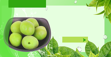青梅果酒绿色梅子水果淘宝电商横版海报背景