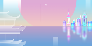 渐变唯美地产开幕展板背景