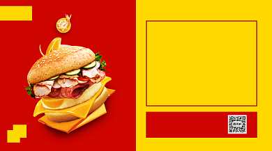 培根芝士堡手机横版海报背景