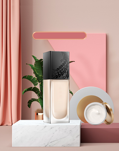 冬季精选好物粉色美妆立体海报背景