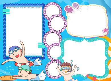 防溺水蓝色卡通游泳小报背景