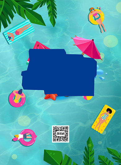 夏日泳池水上派对扁平海报背景