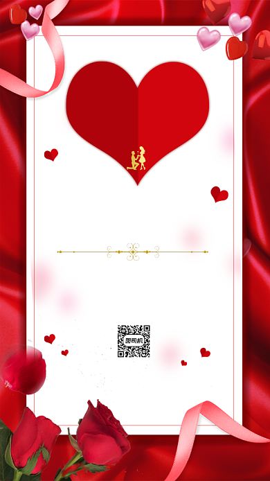 结婚邀请函红色婚礼手机海报背景