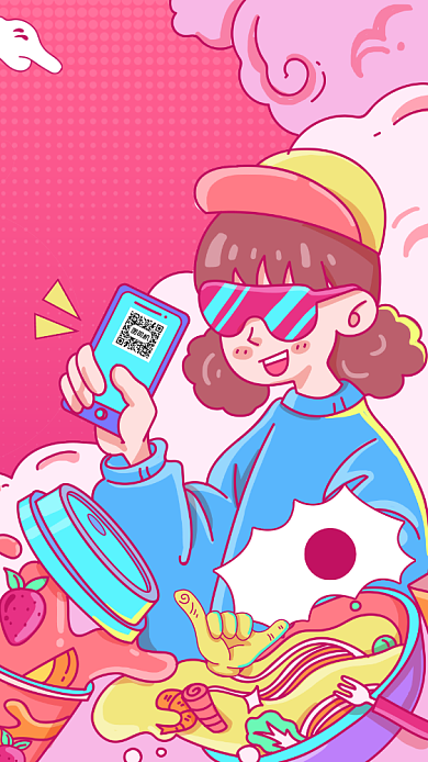 年末促销创意卡通手机海报背景