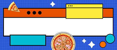 披萨美食蓝色扁平风公众号首图背景