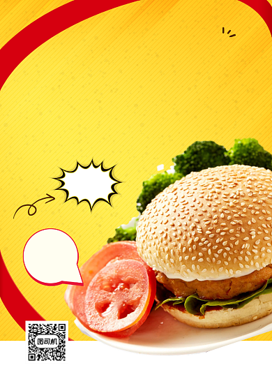 汉堡促销黄色印刷海报背景