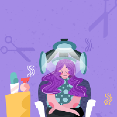 发型挑选紫色插画公众号次图背景