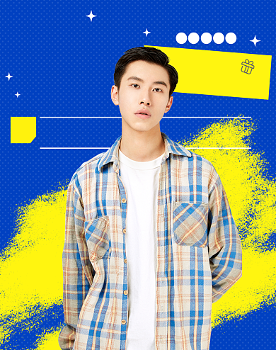 秋冬是上新男装衬衫时尚撞色促销海报背景