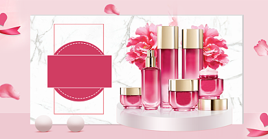 红色七夕情人节美妆护肤品海报背景