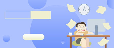 蓝色职场必修课卡通简约公众号首图背景