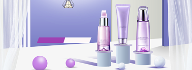 天猫护肤品秋季美妆上新造物节banner背景