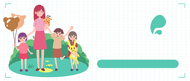 绿色卡通手绘早教父母老师公众号首图背景