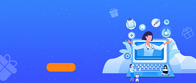 蓝色卡通手绘医疗礼包公众号首图背景