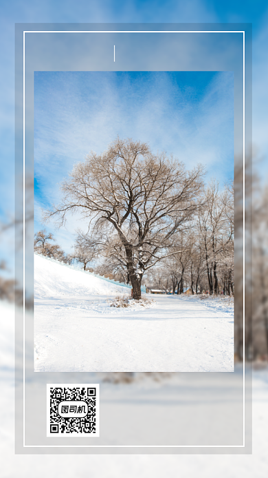 你好十二月蓝天雪地摄影图日签月签背景