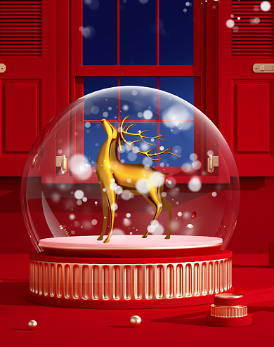 红色c4d圣诞狂欢周电商竖版海报背景