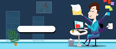 蓝色自由职业工作插画公众号首图背景