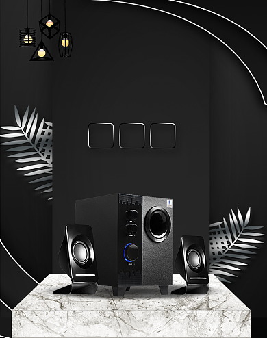 黑色电器音响电器焕新季海报背景