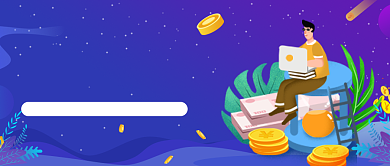 蓝色卡通手绘理财新手公众号首图背景