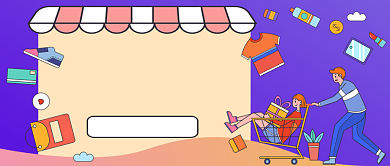 超市大促销手绘卡通公众号首图背景