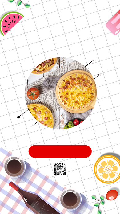 西餐集赞营销卡通简约宣传手机海报背景