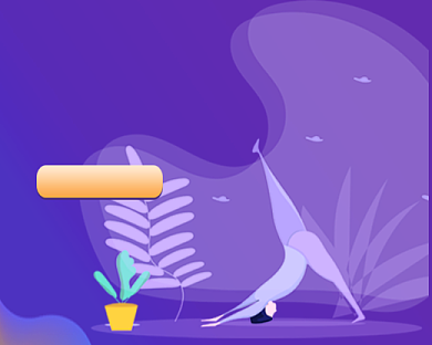 紫色卡通健身运动攻略小程序封面背景