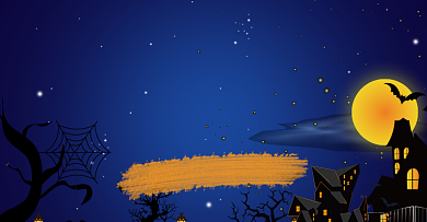 蓝色简约万圣节banner背景